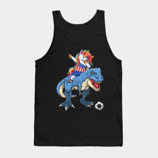 Dabbing Unicorn Dino T-Rex Flag Soccer Lovers Tank Top